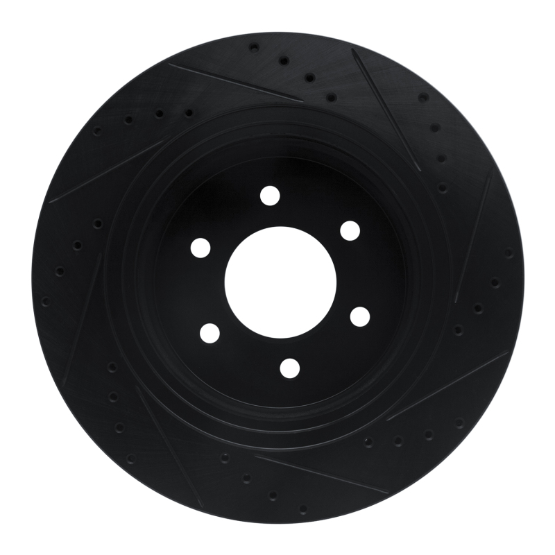 Nissan Titan XD Brake Rotor (1) - Front Left - R1 Concepts - Drilled & Slotted - Black - `16-`24